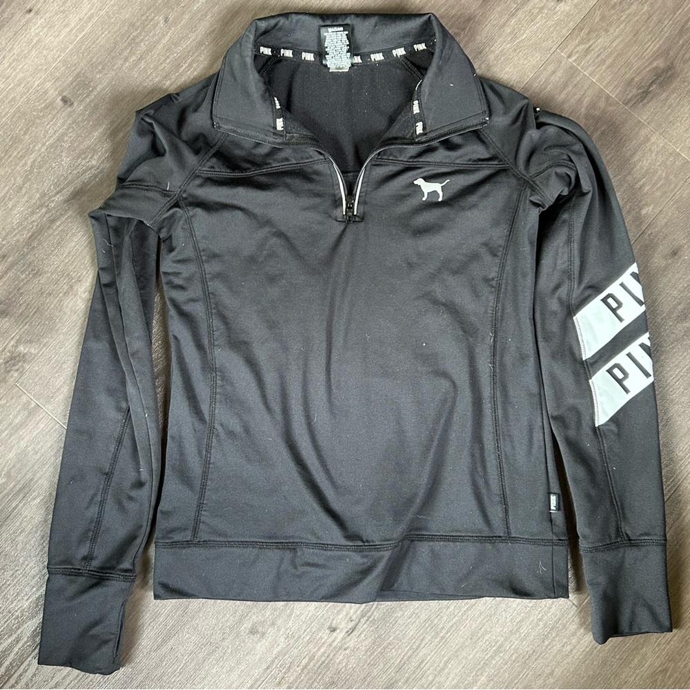 Pink VS black quarter zip running sweater